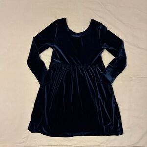 Old Navy Girls Navy Blue Velour Long Sleeve Dress Size Large